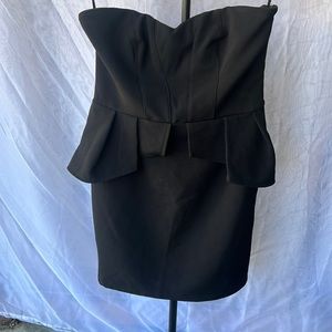 Black strapless peplum dress